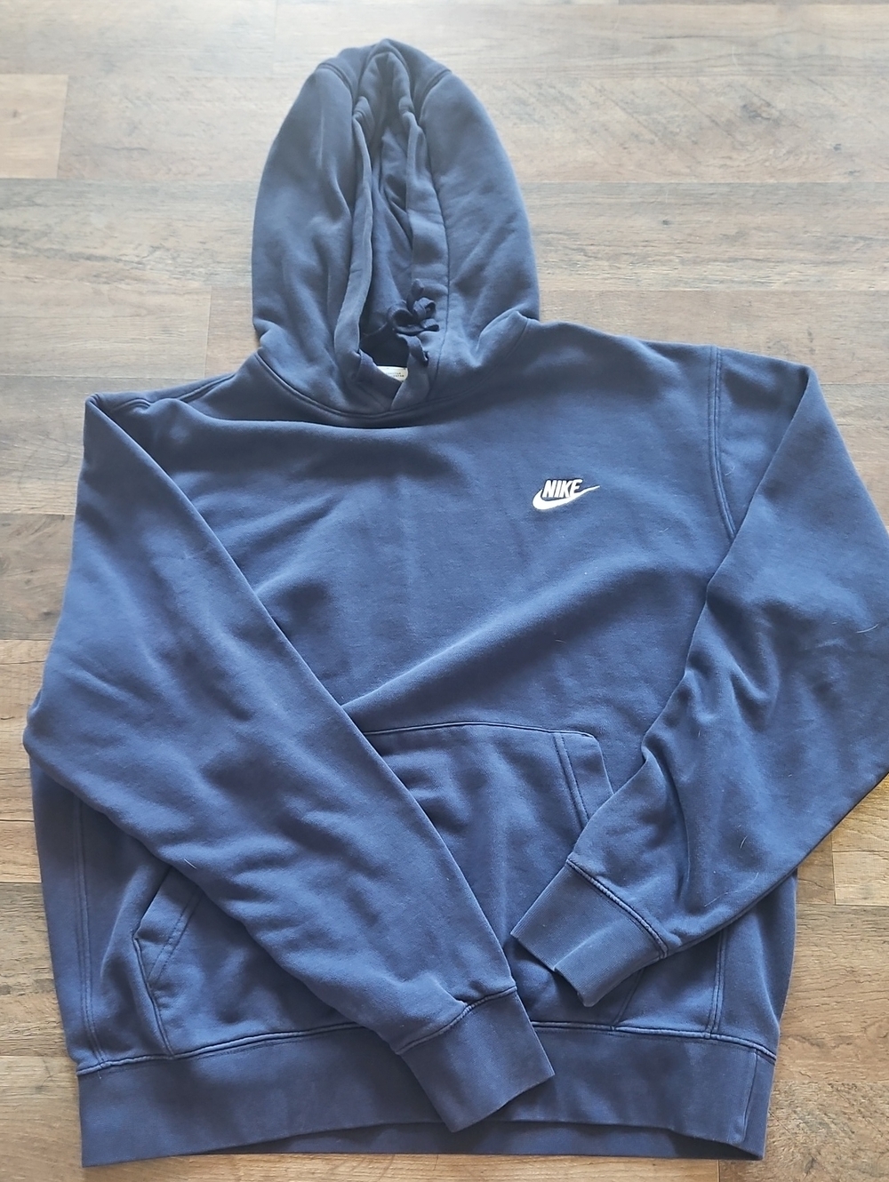 Nike Men's Dark Blue Pullover Hoodie with White Logo